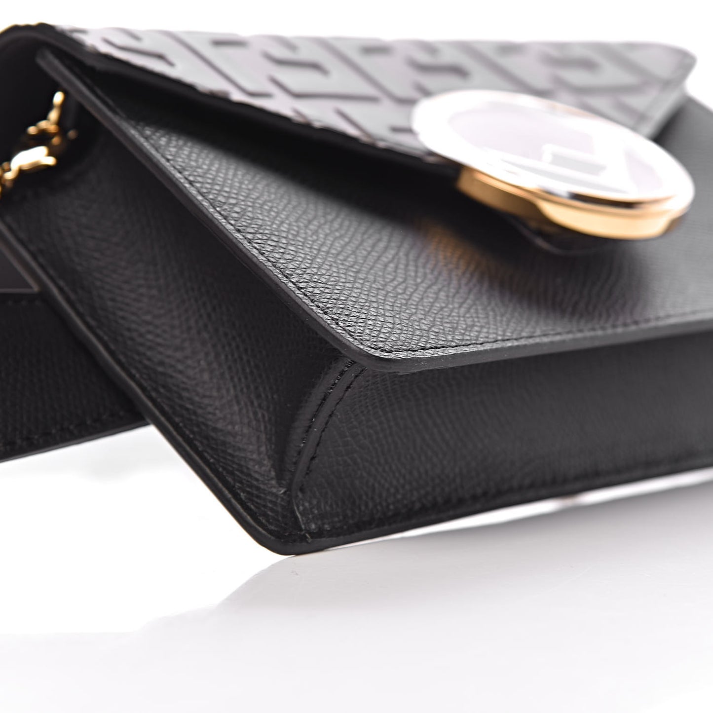 Vitello Cruise F is Fendi Bi-Color FF 1974 Embossed Envelope Belt Bag Maya Black
