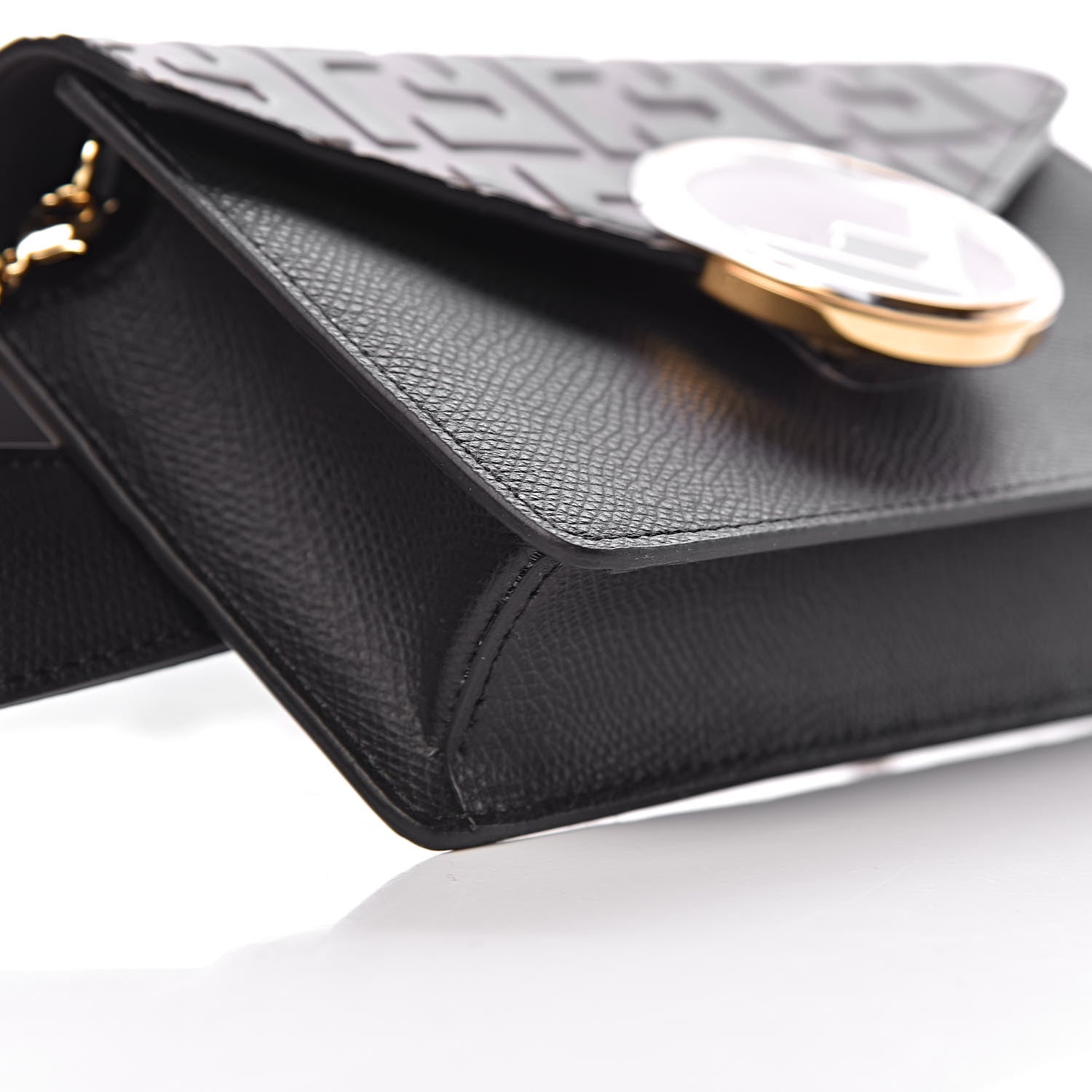 Fendi Vitello Cruise F is Fendi Bi-Color FF 1974 Embossed Envelope Belt Bag Maya Black 10 of 13