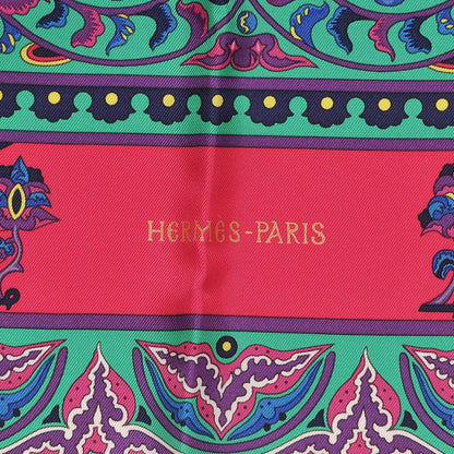 Hermes Silk Ciels Byzantins Scarf 90 Fuchsia Rose Vif Vert 3 of 5