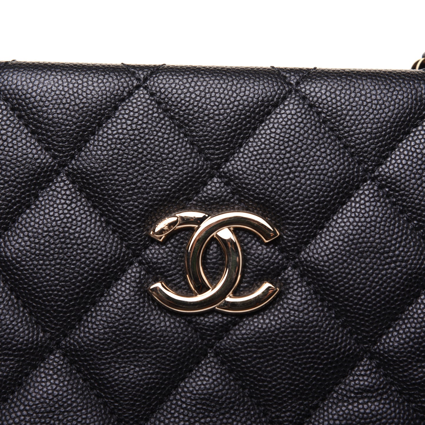 Caviar Quilted Rolled Up Tote Black