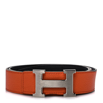 Hermes Box Togo 32mm H Belt 95 Black Orange 1 of 6