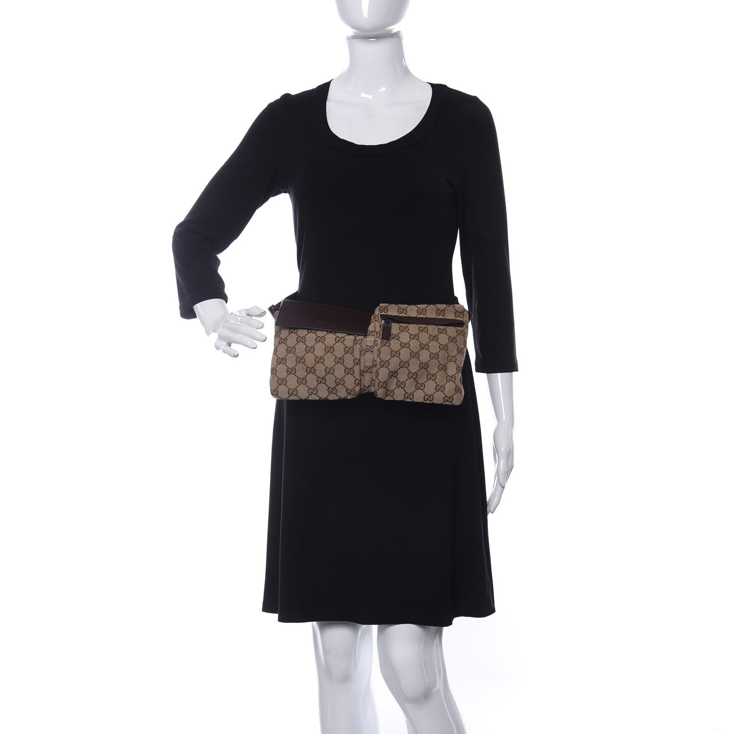 Gucci GG Monogram Double Pocket Belt Bag Dark Brown 2 of 10
