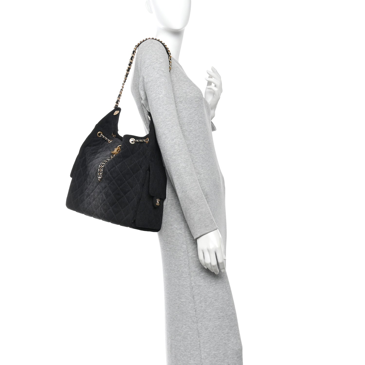 Chanel Washed Denim Quilted Medium Chanel 25 Handbag Black 2 of 11