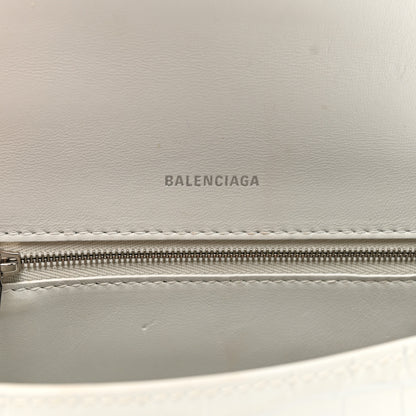 Balenciaga Shiny Calfskin Crocodile Embossed Small Hourglass Top Handle Bag White 6 of 13