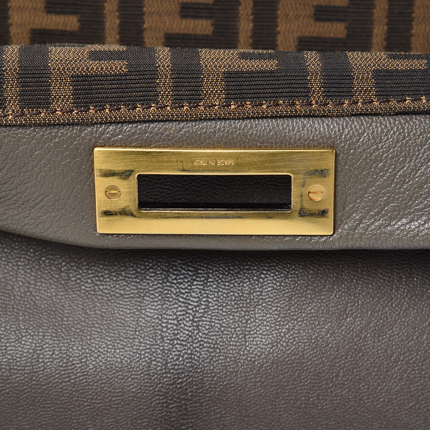 Fendi Goatskin Zucca Large Peekaboo Iconic Satchel Taupe Tobacco Moro 15 of 17