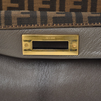 Fendi Goatskin Zucca Large Peekaboo Iconic Satchel Taupe Tobacco Moro 15 of 17