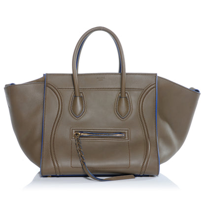 Celine Smooth Calfskin Medium Phantom Luggage Khaki Cobalt Trim 9 of 17