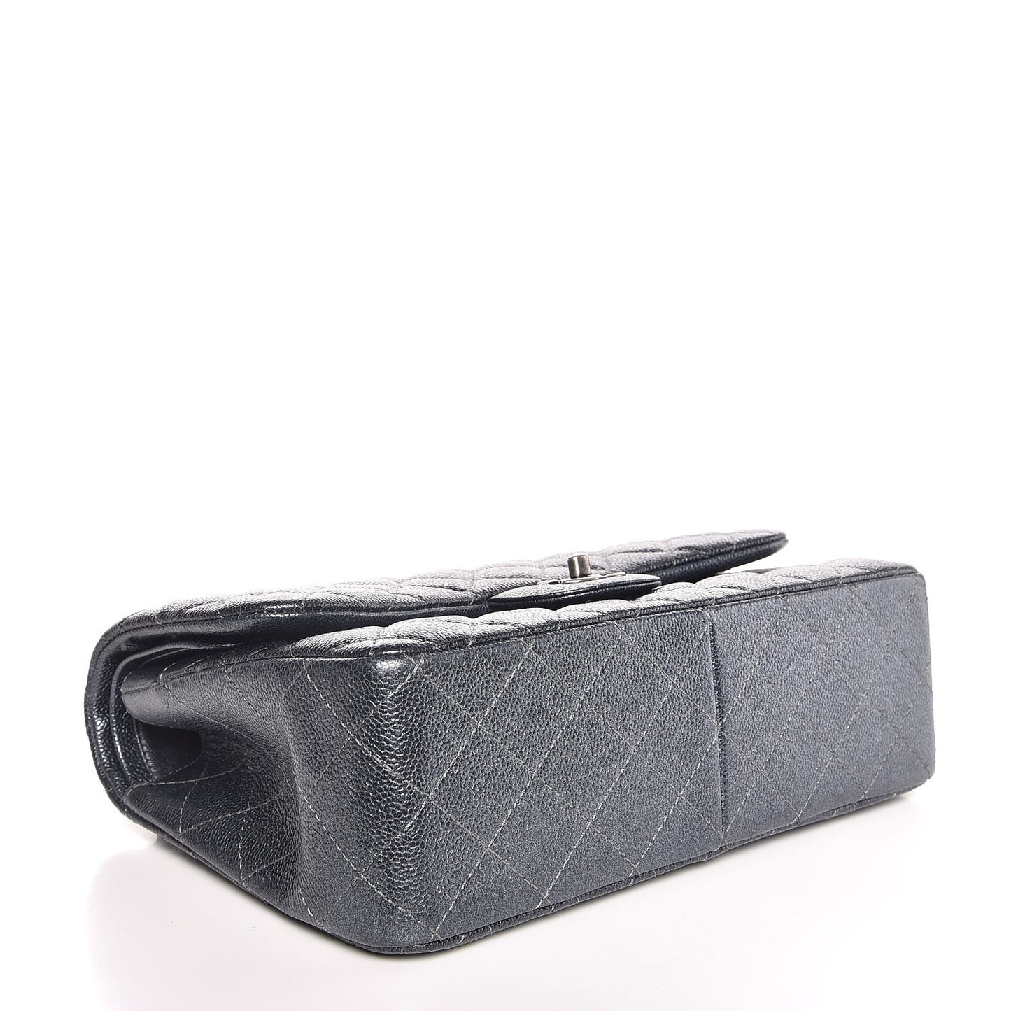 Metallic Caviar Quilted Jumbo Double Flap Dark Grey