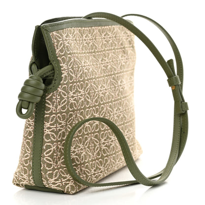 Loewe Jacquard Anagram Calfskin Mini Flamenco Knot Clutch Avocado Green 3 of 10