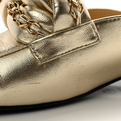 Chanel Metallic Lambskin Chain Braided Mules 37.5 Light Gold 12 of 14