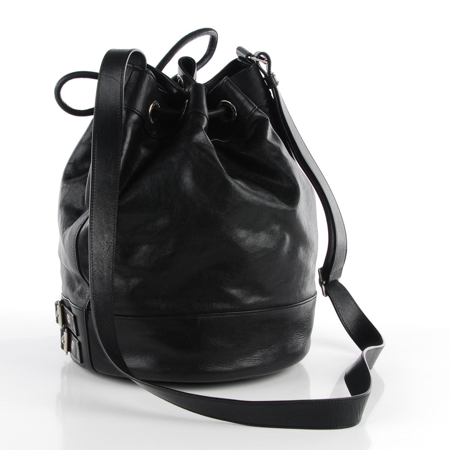 Saint Laurent Calfskin Medium Rider Bucket Bag Black 3 of 7