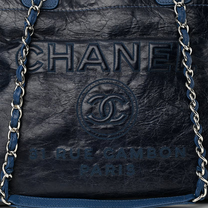 Chanel Glazed Calfskin Large Deauville Tote Blue 7 of 10