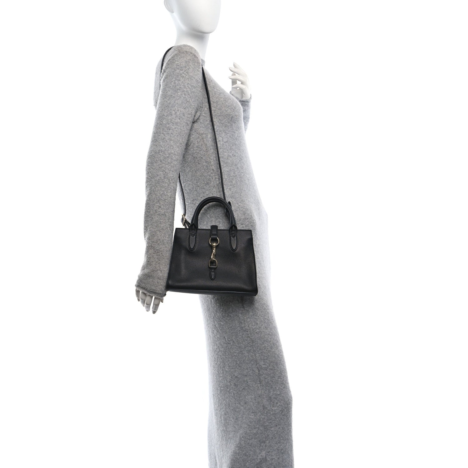 Gucci Pebbled Calfskin Small Jackie Tote Black 2 of 9