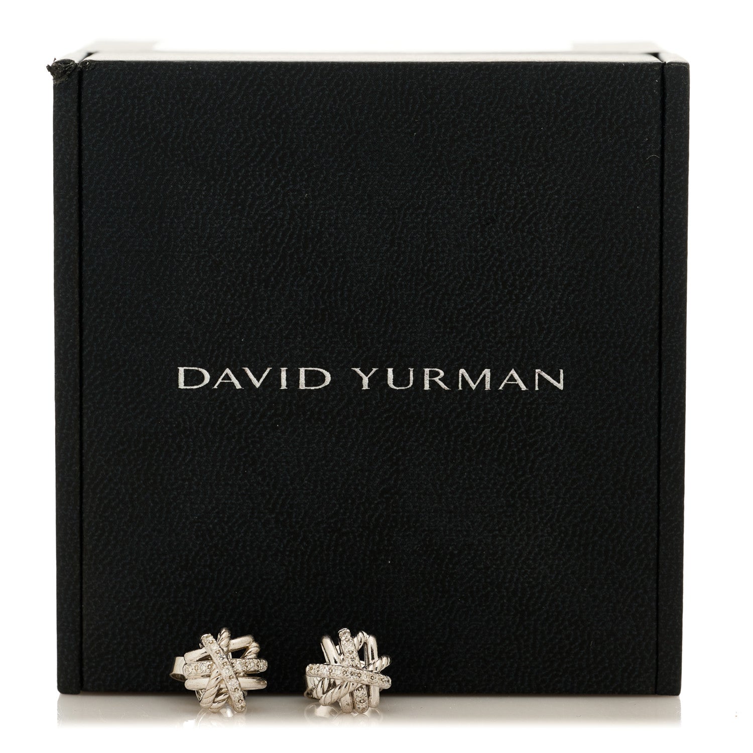 David Yurman Sterling Silver Diamond 11mm Crossover Earrings 5 of 5