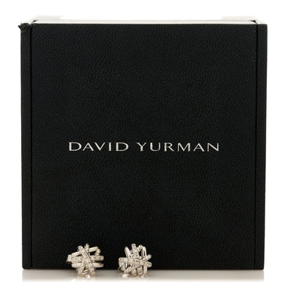 David Yurman Sterling Silver Diamond 11mm Crossover Earrings 5 of 5