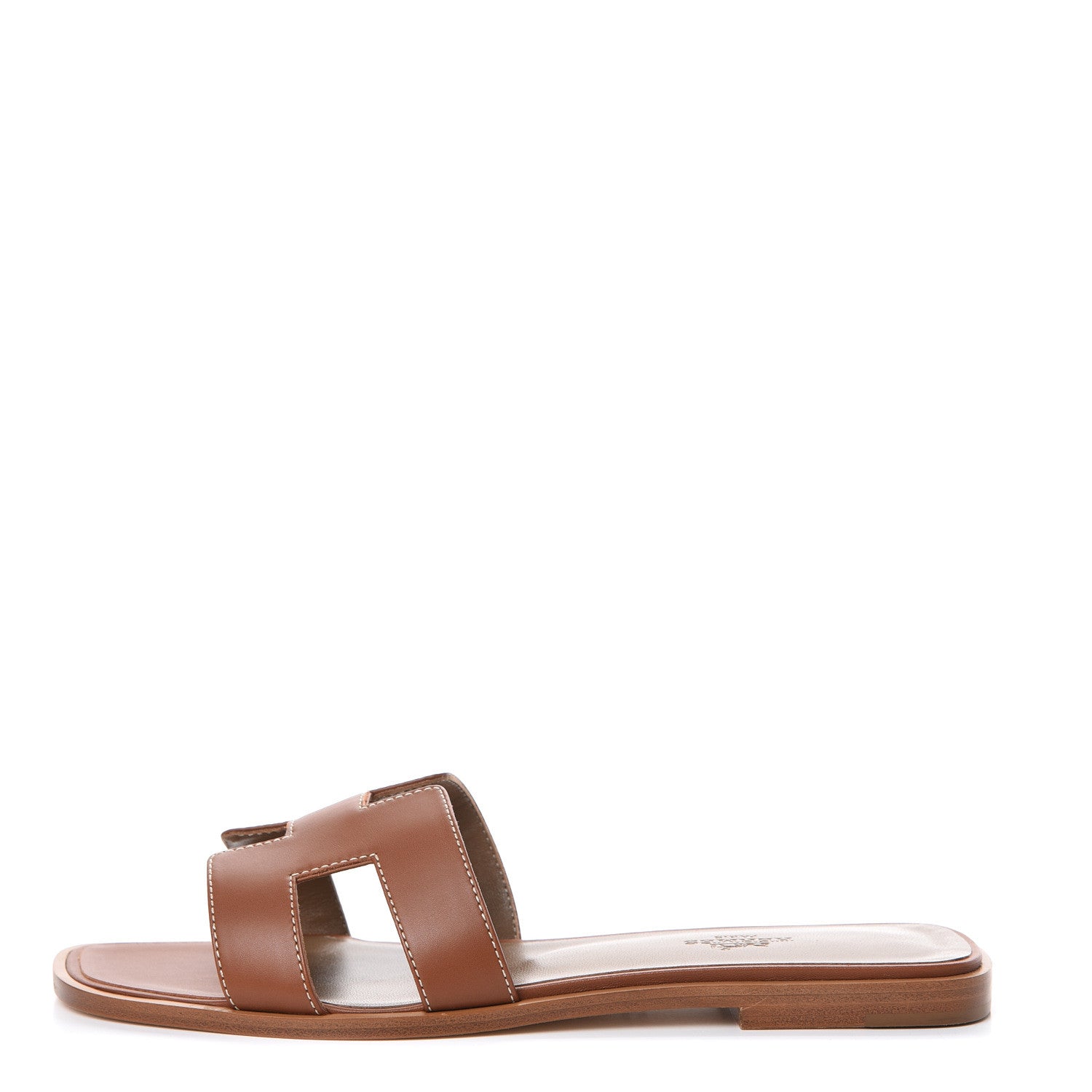 Hermes Box Calfskin Oran Sandals 39 Gold 1 of 8