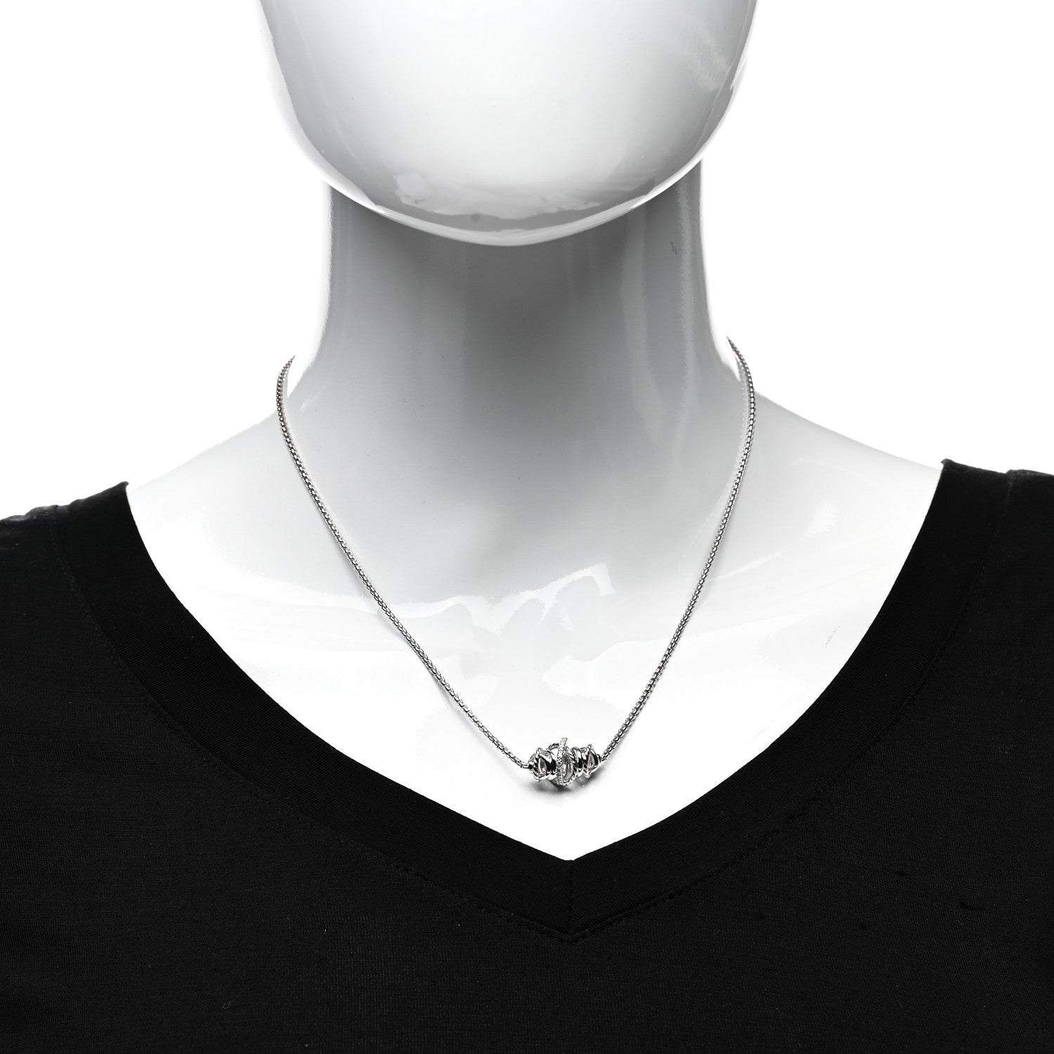 David Yurman Sterling Silver Crossover Single Station Pendant Necklace 2 of 4