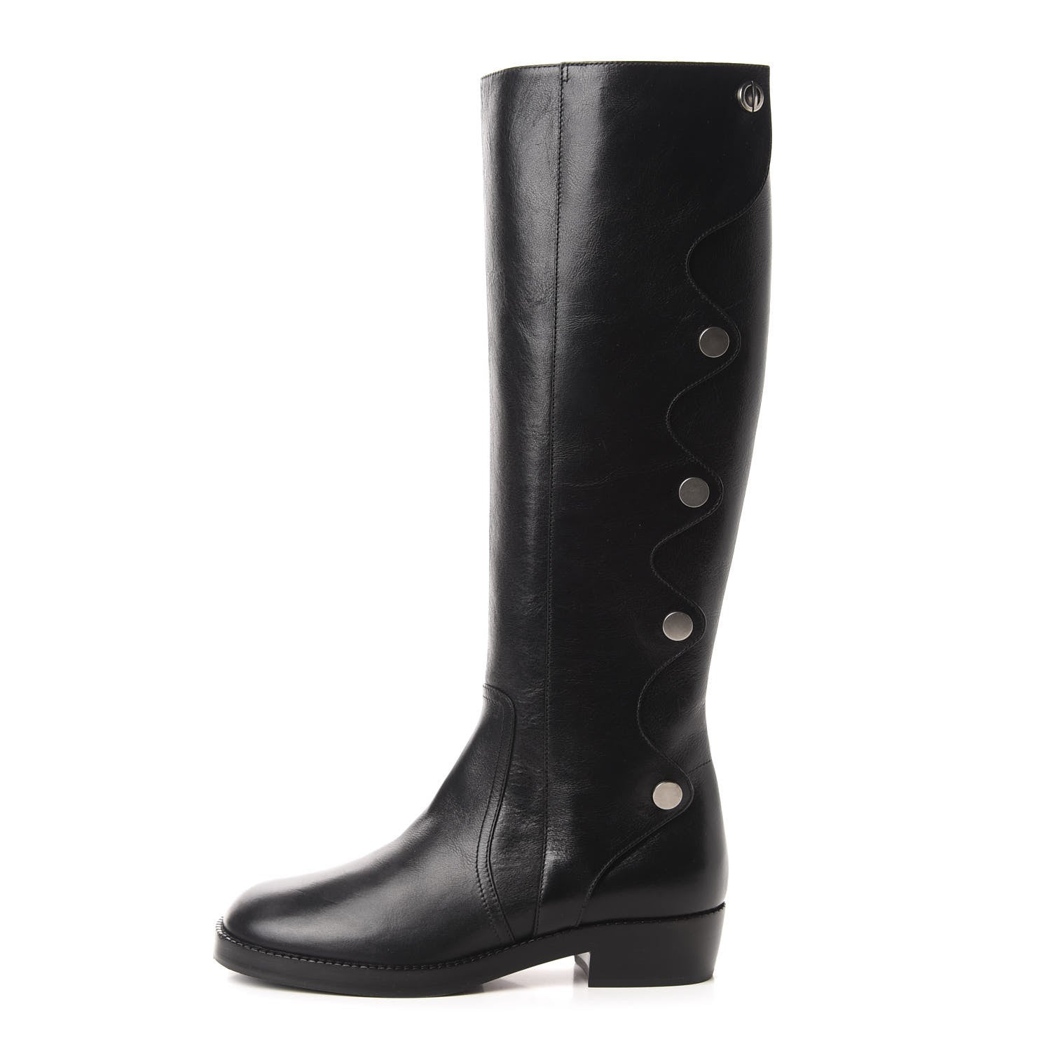 Christian Dior Shiny Calfskin Diorodeo High Boot 37.5 Black 1 of 8