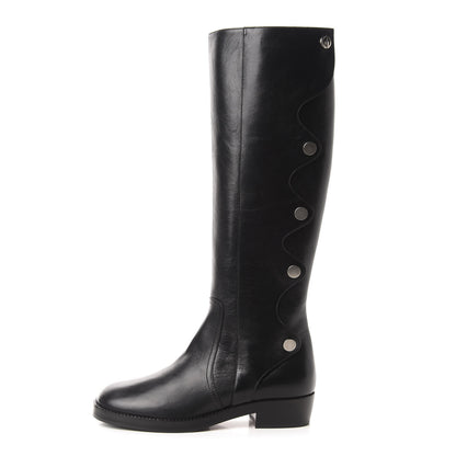 Christian Dior Shiny Calfskin Diorodeo High Boot 37.5 Black 1 of 8