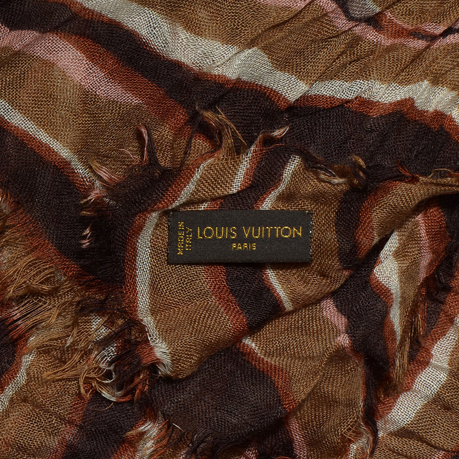 Louis Vuitton Cashmere Silk Zebra Stole Marron 5 of 6