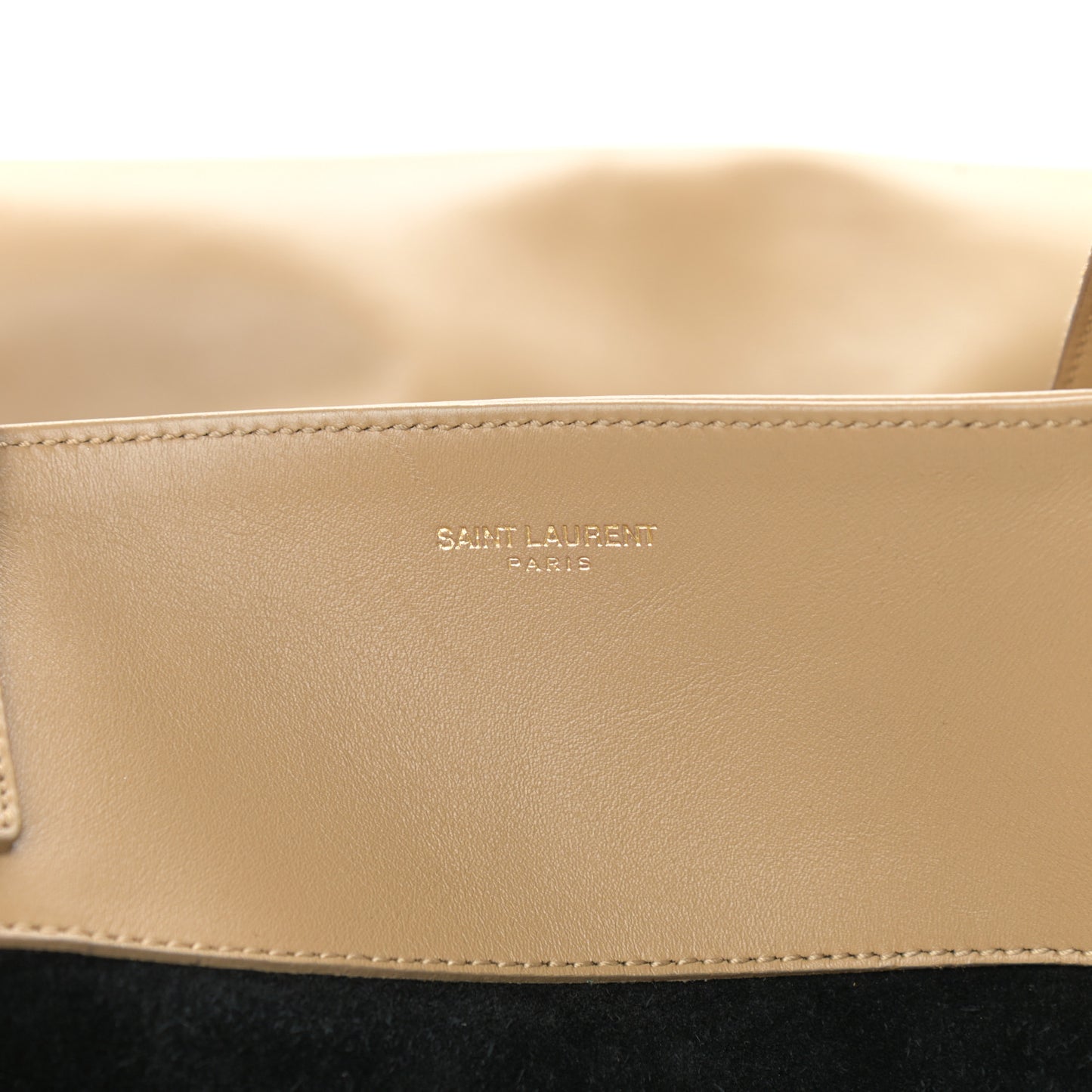 Calfskin Suede North South Reversible Shopping Tote Beige Black