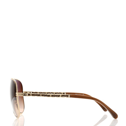 Chanel Lambskin Aviator Chain Sunglasses 4194-Q Gold 3 of 8