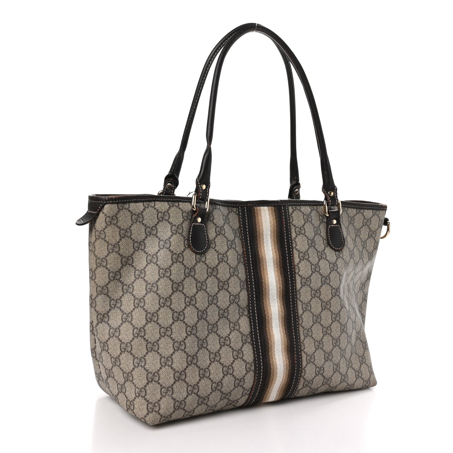 Gucci GG Plus Monogram Web Tote Dark Brown 3 of 13