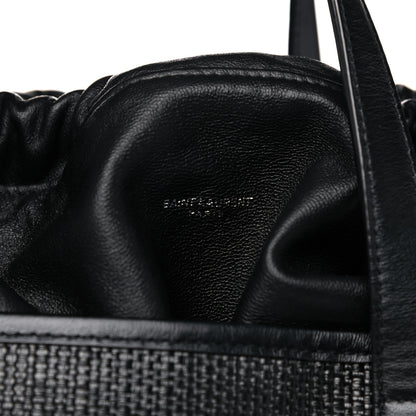 Saint Laurent Linen Canvas Teddy Shopping Bag Black 12 of 14
