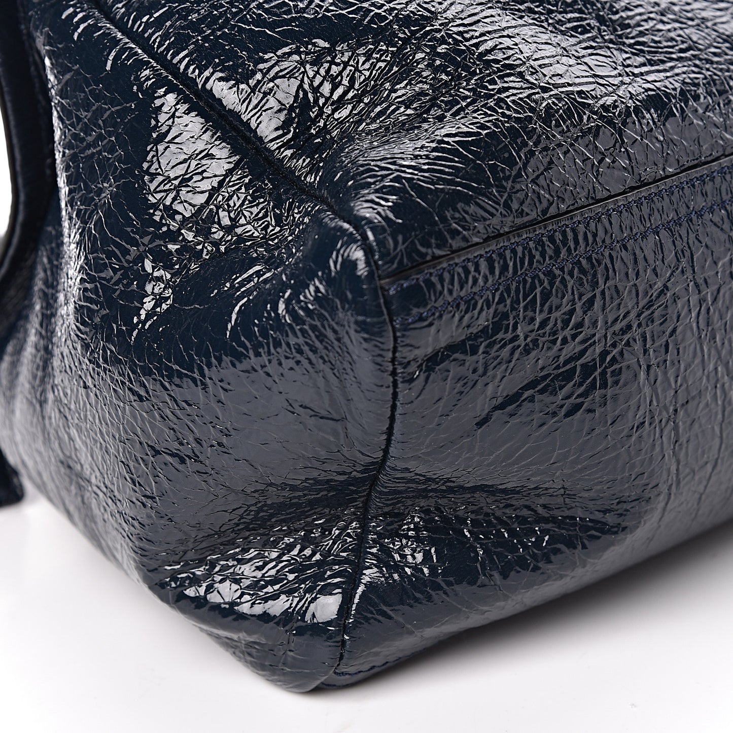 Patent Lambskin Small Pandora Deep Blue