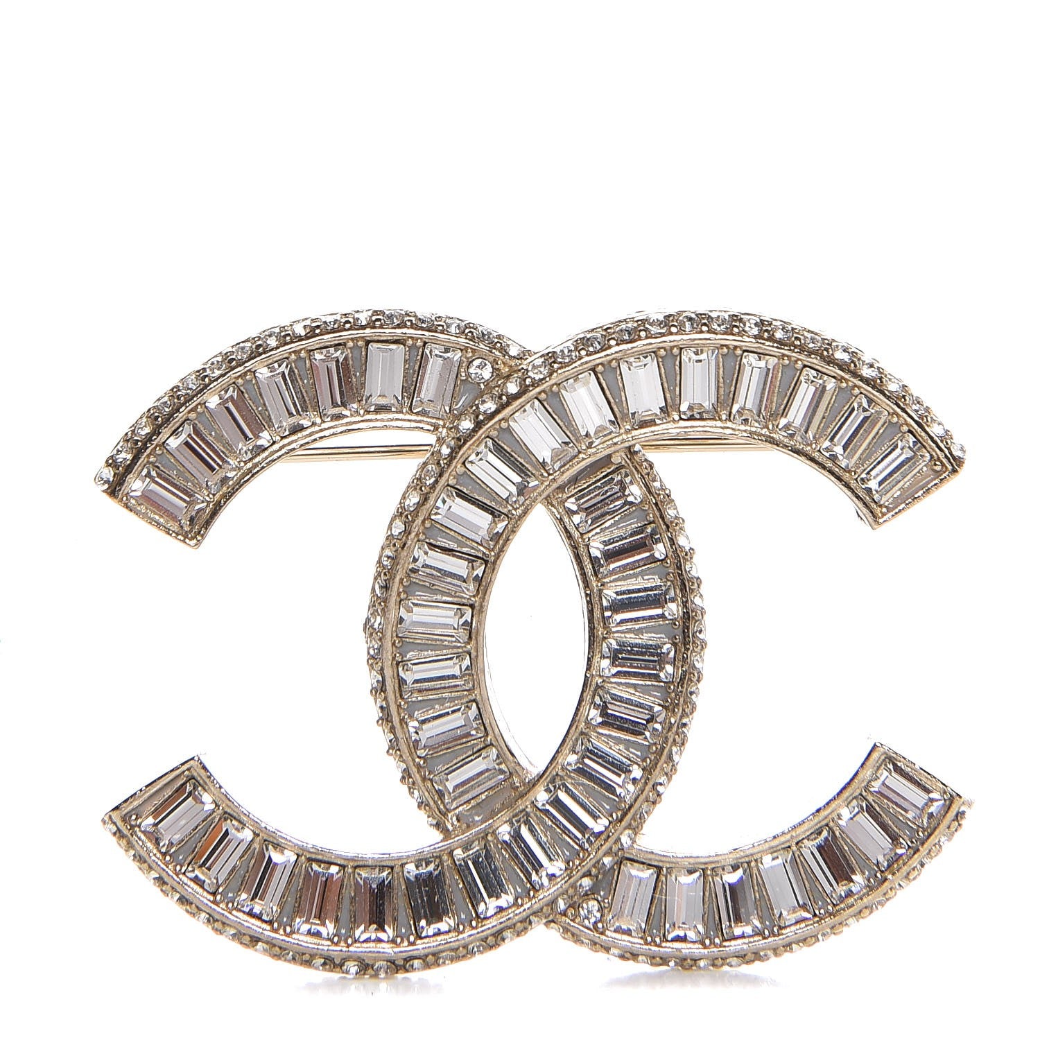 Chanel Baguette Crystal CC Brooch Gold 1 of 5