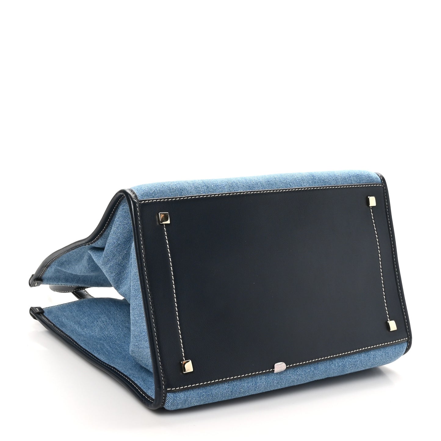 Washed Denim Logo Varenne Tote Bag Blue Ecru Navy