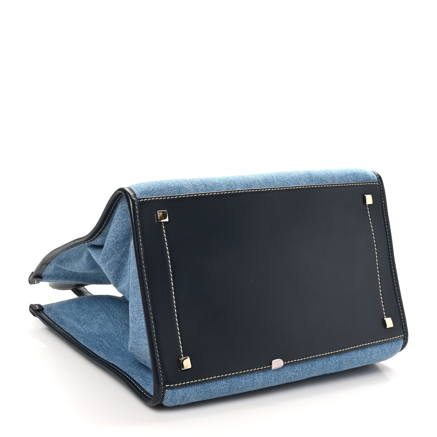 Jimmy Choo Washed Denim Logo Varenne Tote Bag Blue Ecru Navy 4 of 10