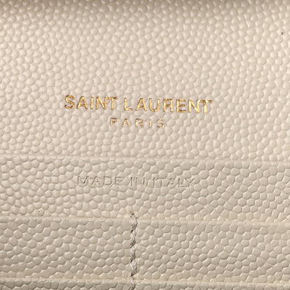 Saint Laurent Grain De Poudre Mixed Matelasse Triquilt Monogram Chain Wallet Crema Soft 6 of 11