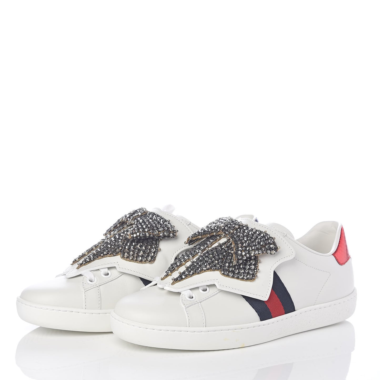 Calfskin Ayers Web Womens Ace Bow Lace Sneakers 35.5 White