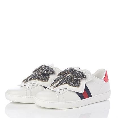 Gucci Calfskin Ayers Web Womens Ace Bow Lace Sneakers 35.5 White 3 of 7