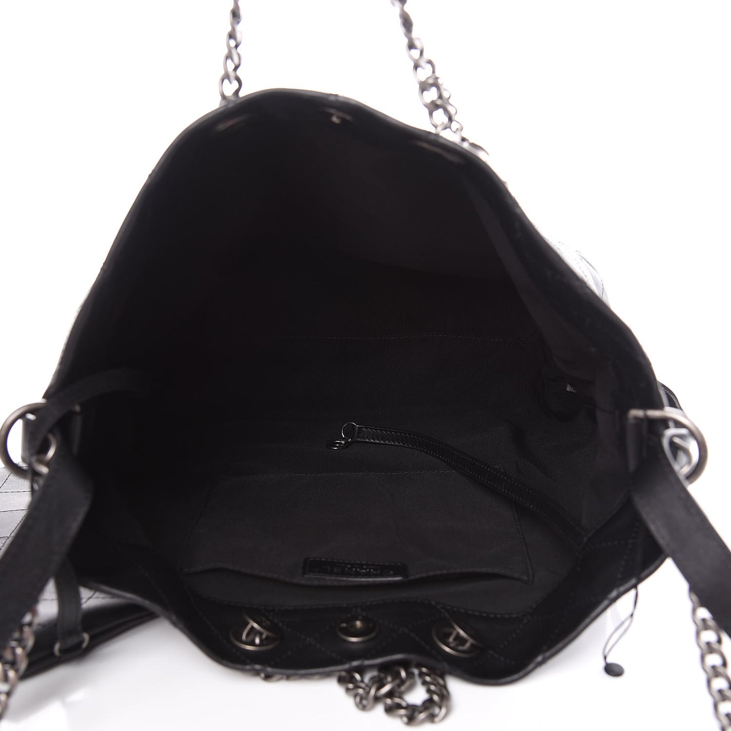 Calfskin Stitched Large Hobo Black