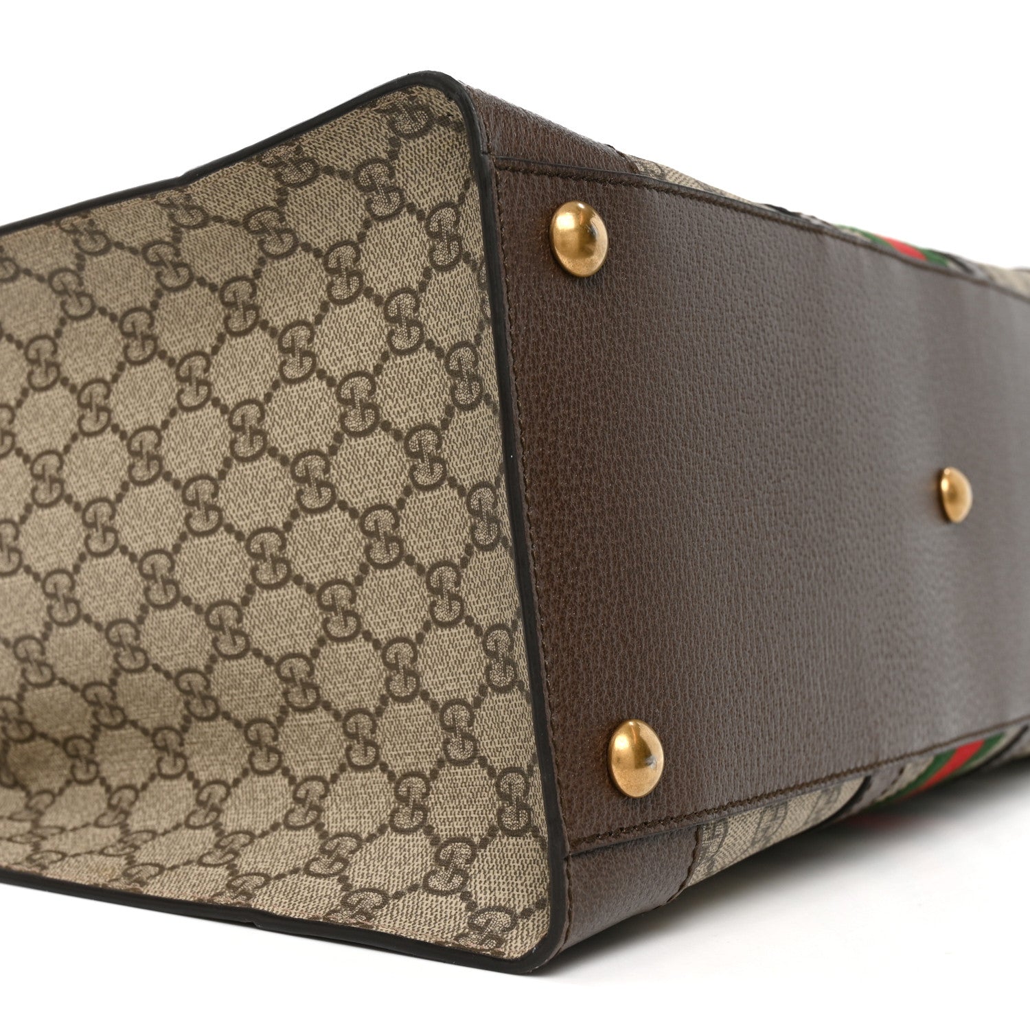 Gucci GG Supreme Monogram Textured Dollar Calfskin Web Large Ophidia Tote Bag Beige Ebony 8 of 9