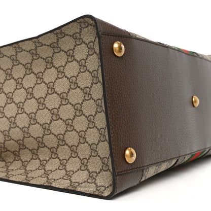 Gucci GG Supreme Monogram Textured Dollar Calfskin Web Large Ophidia Tote Bag Beige Ebony 8 of 9