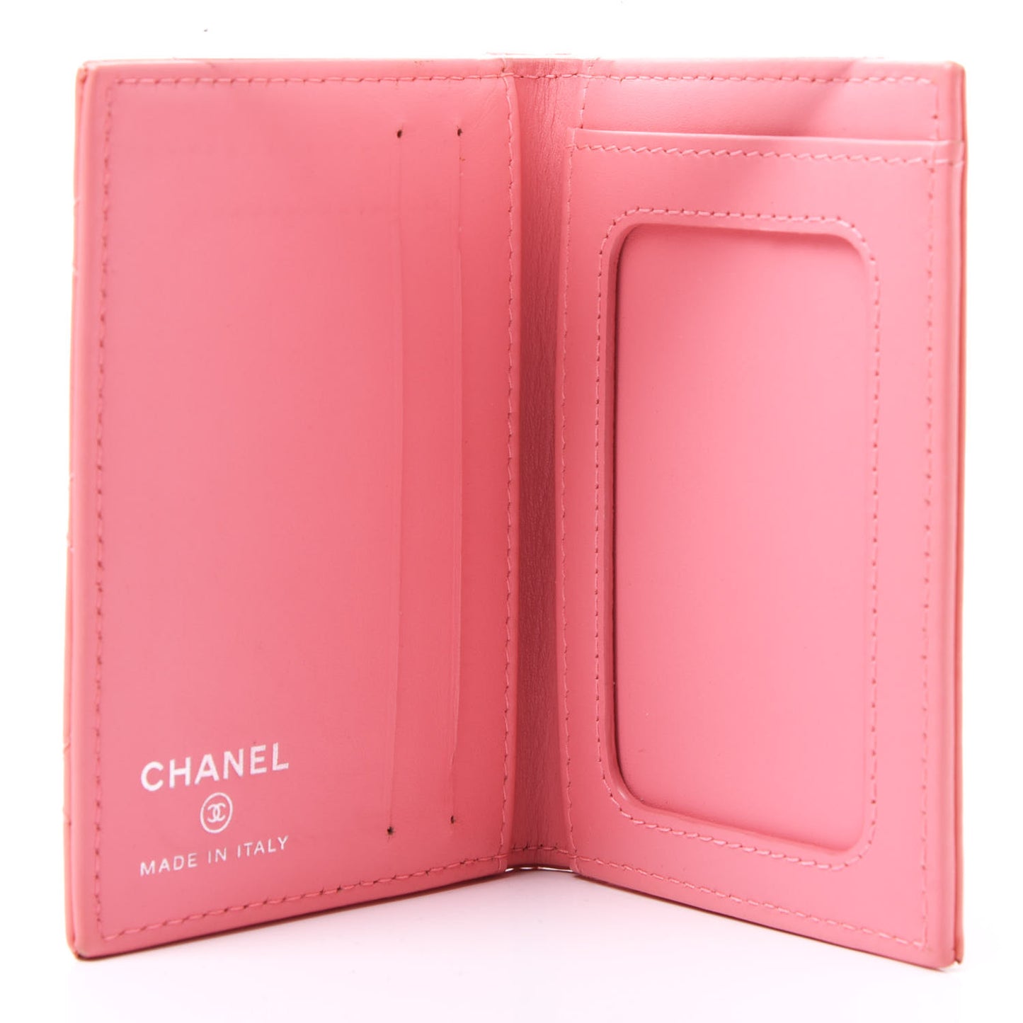 Patent Quilted Card Holder Wallet Light Pink