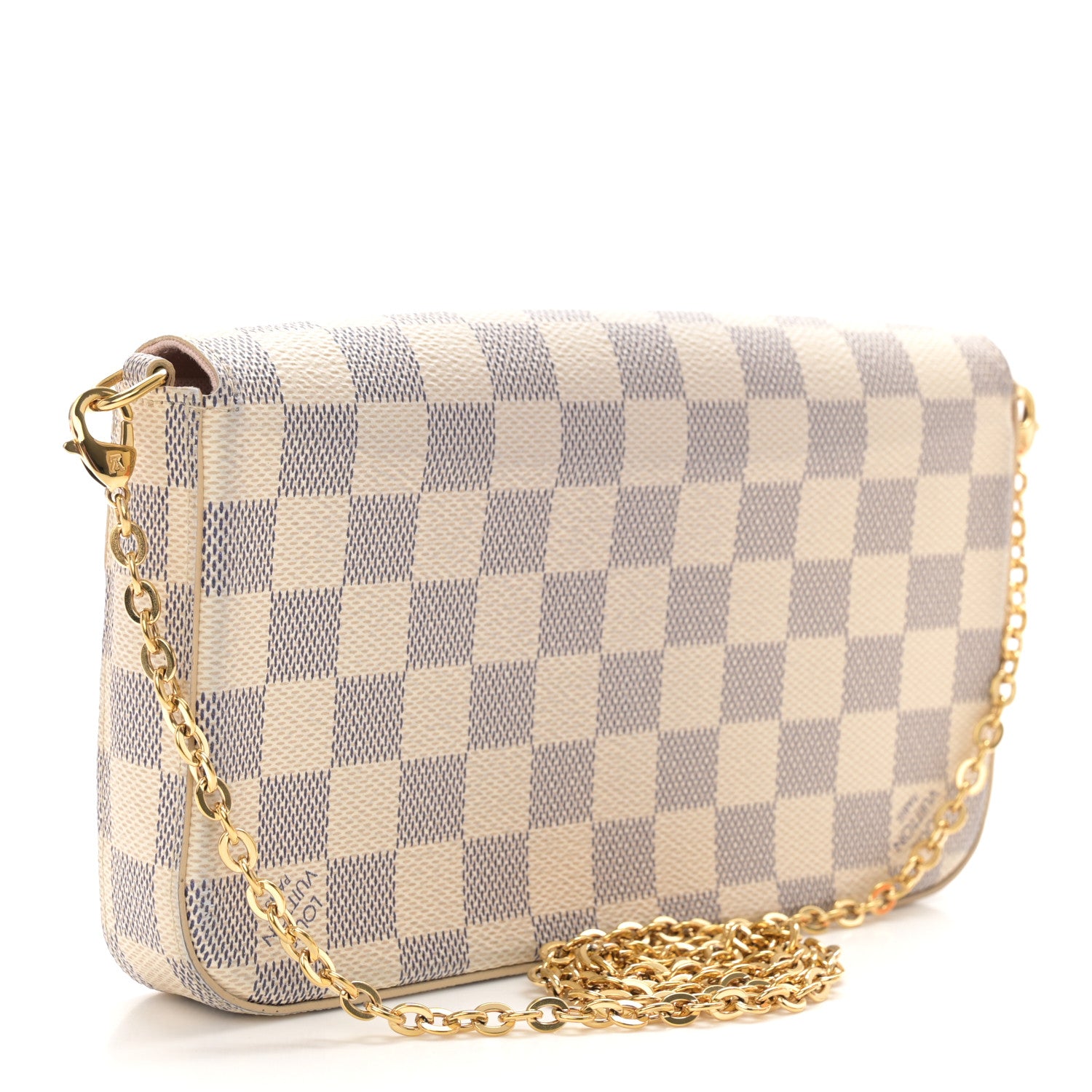 Louis Vuitton Damier Azur Pochette Felicie Chain Wallet Rose Ballerine 3 of 18