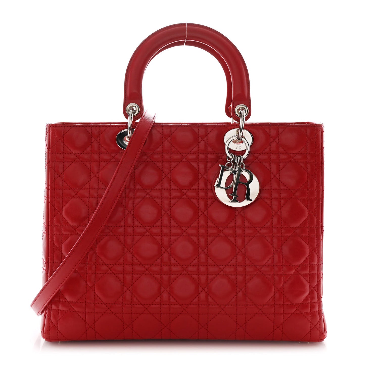 Lambskin Cannage Large Lady Dior Red