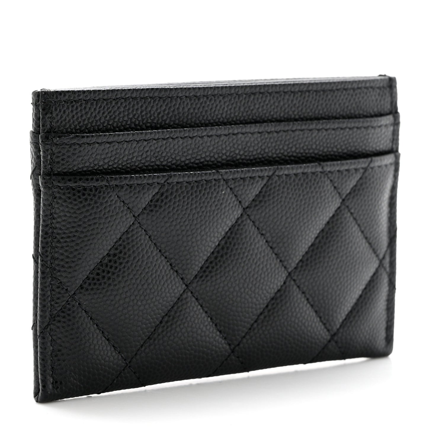 Caviar Quilted Crystal Card Holder Black