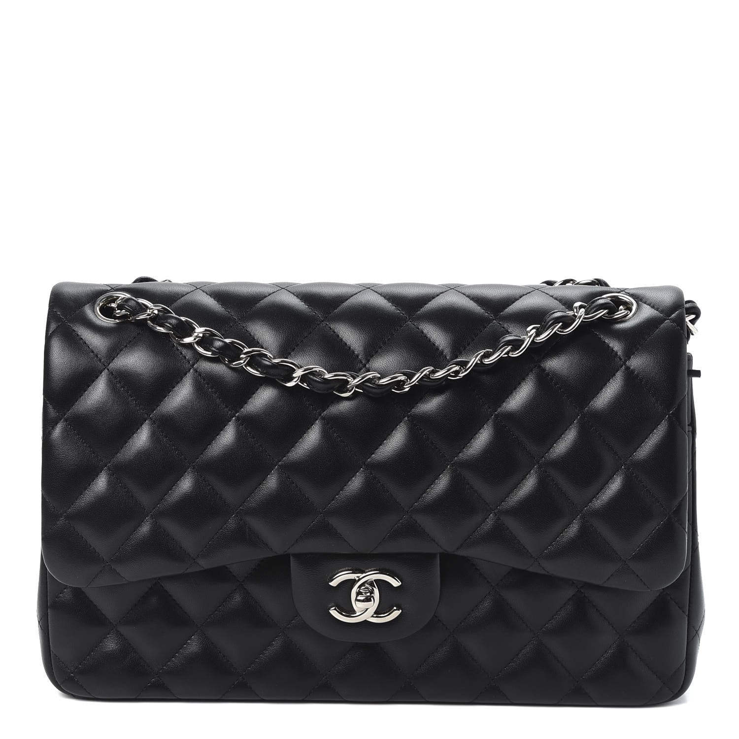 Chanel Lambskin Quilted Jumbo Double Flap Black 1 of 9
