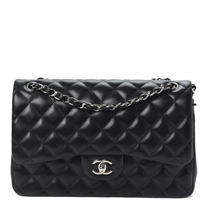 Chanel Lambskin Quilted Jumbo Double Flap Black 1 of 9