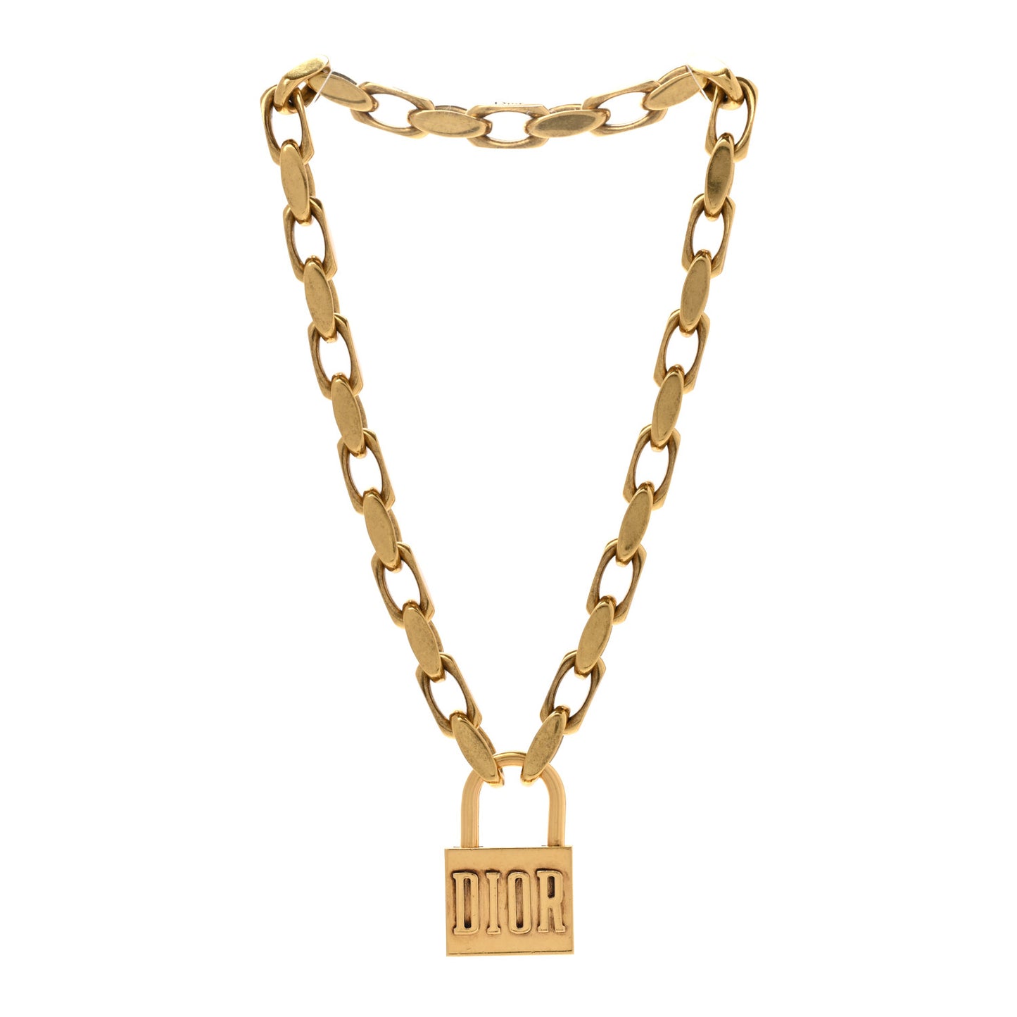 Metal Lucky Locket Choker Necklace Aged Gold