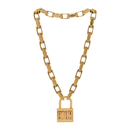 Christian Dior Metal Lucky Locket Choker Necklace Aged Gold 3 of 9