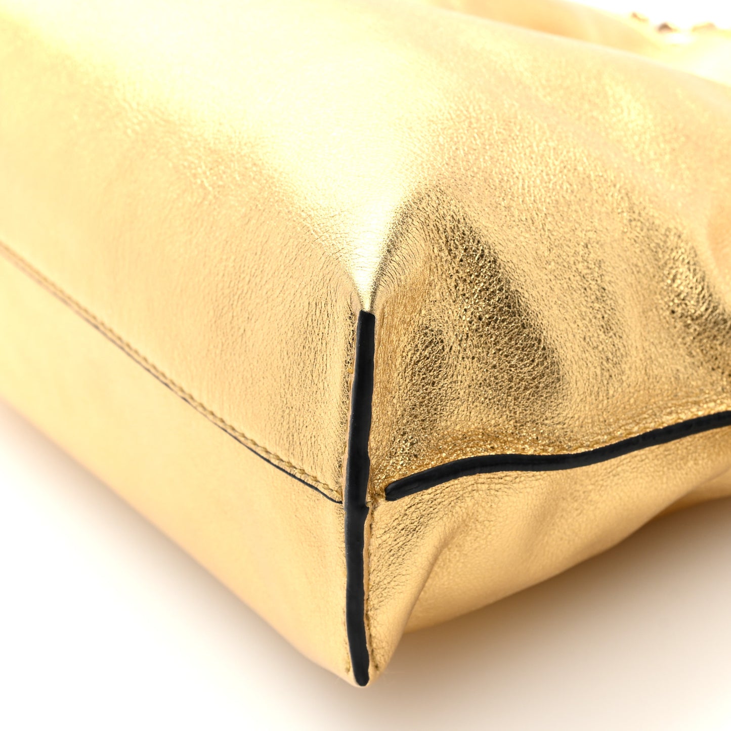 Metallic Calfskin Mini Chain Flamenco Knot Clutch Gold