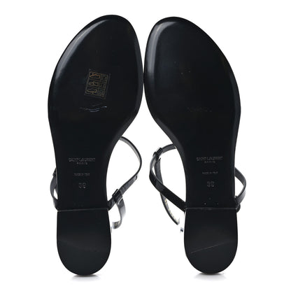 Saint Laurent Calfskin Cassandra Monogram Sandals 39 Black 5 of 8