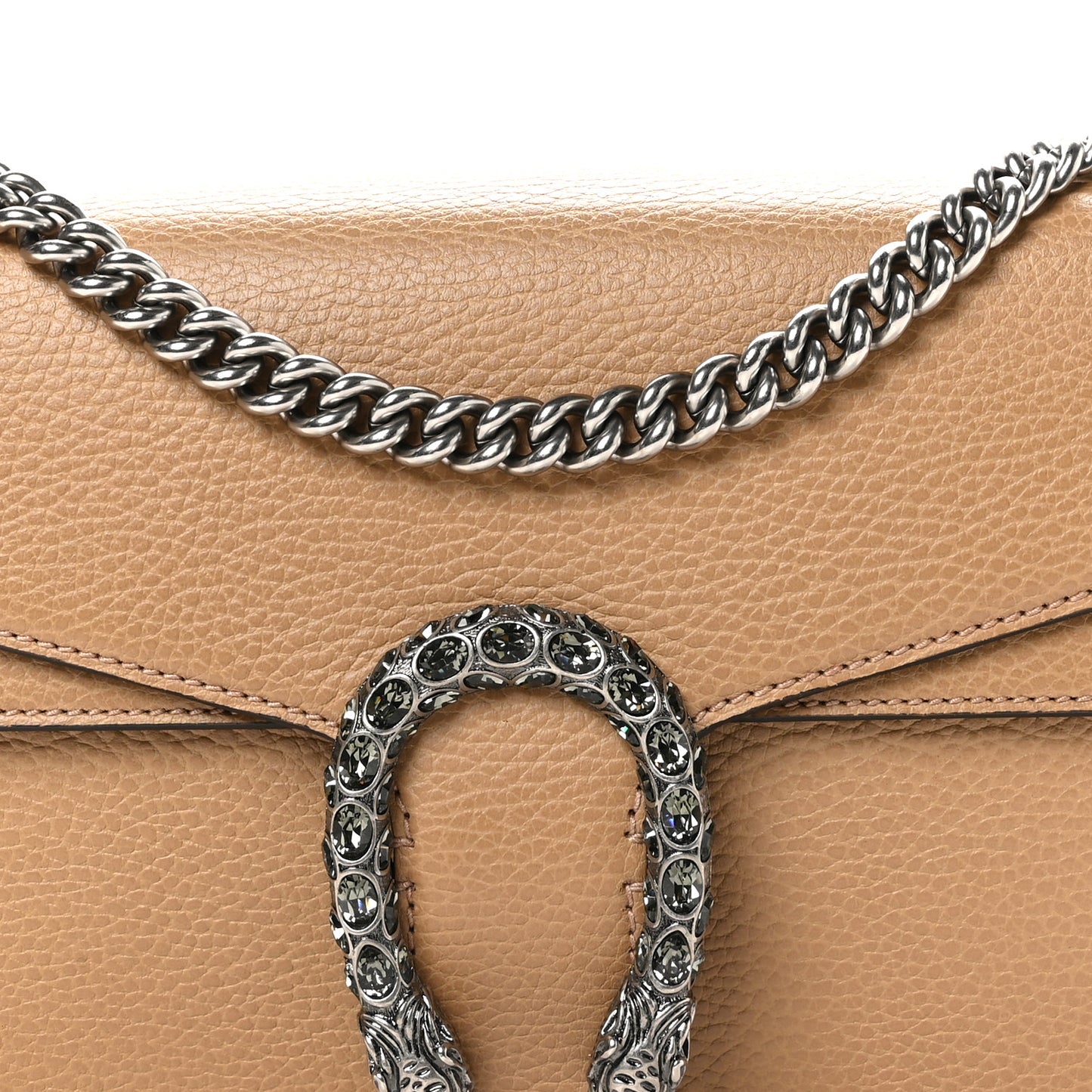 Dollar Calfskin Crystal Small Dionysus Shoulder Bag Natural Tan Black Diamond