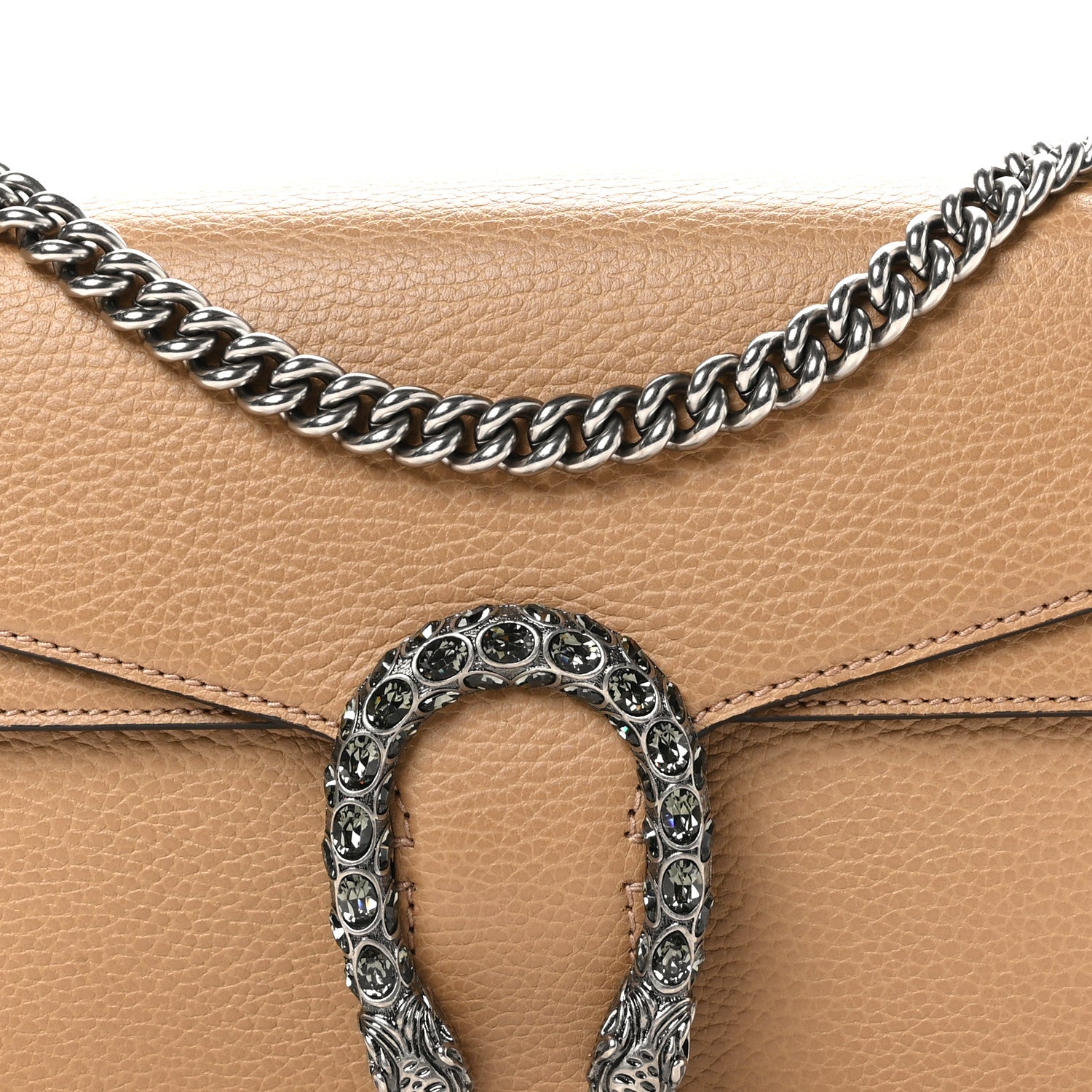 Gucci Dollar Calfskin Crystal Small Dionysus Shoulder Bag Natural Tan Black Diamond 9 of 11